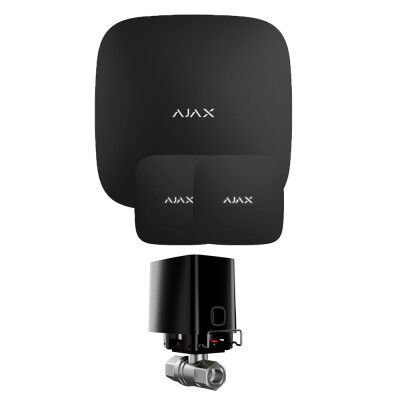 Комплект сигналізації Ajax з 1 краном WaterStop 3/4" Ajax Hub2 + LeaksProtect 2шт Чорний
