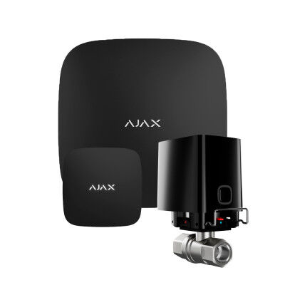Комплект сигналізації Ajax з 1 краном WaterStop 1/2" Ajax Hub2 + LeaksProtect Чорний