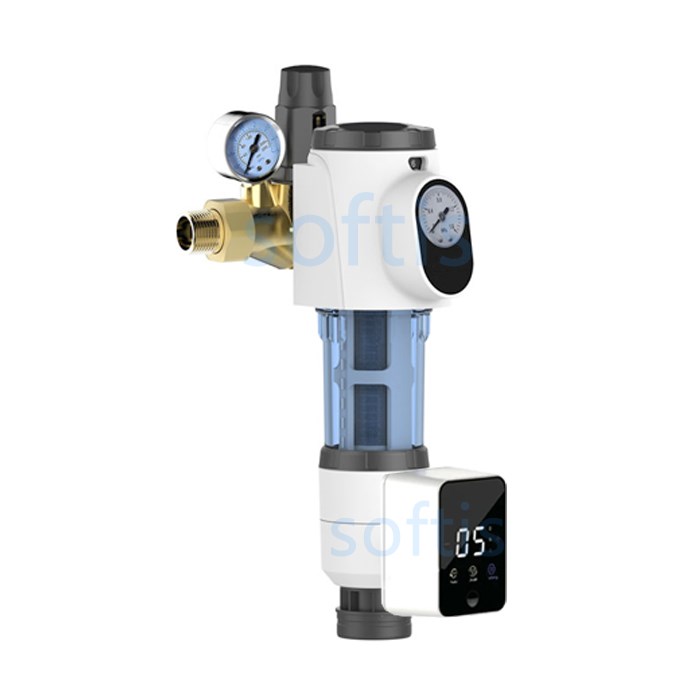 Фільтр сітчастий Canature CPE-4-L, з манометром, поворотним оголовком, редуктором тиску та Сенсорним блоком для зворотної промивки
