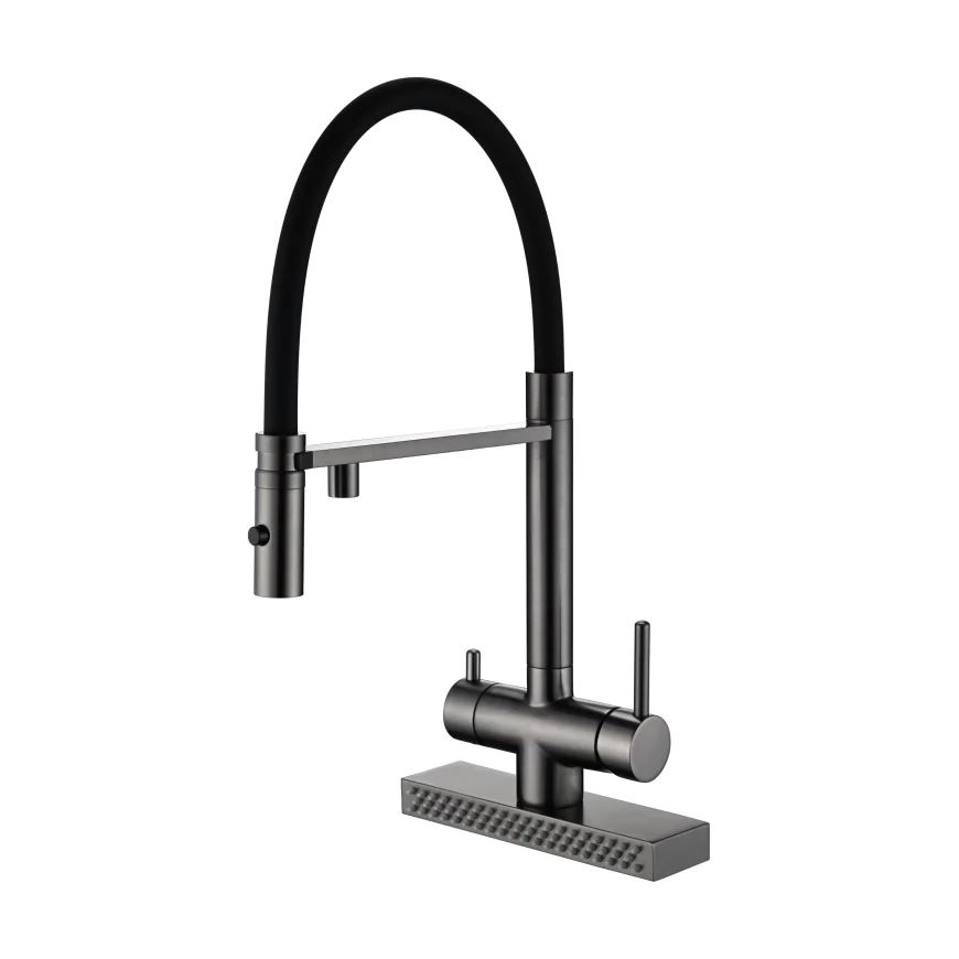 Змішувач кухонний Fabiano FKMC 3124 Black Steel (Cascad)