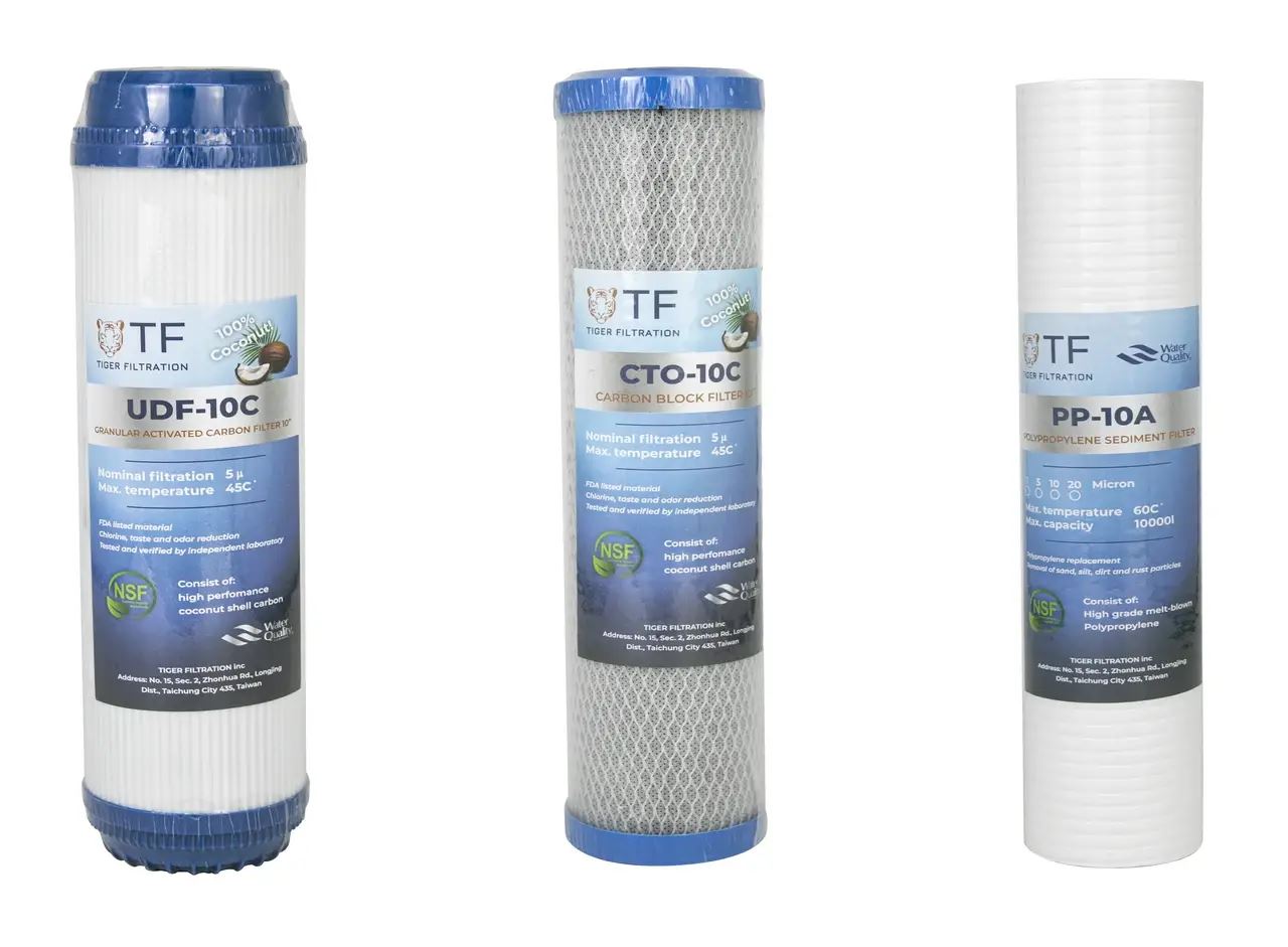 Комплект картриджів Tiger Filtration LION (ПП+вугілля гран +карбон блок)
