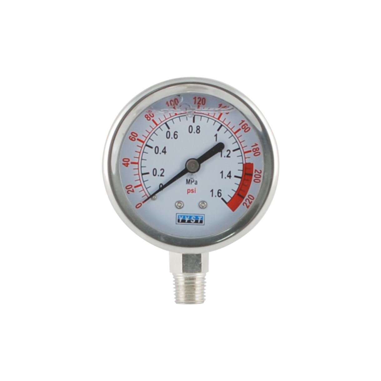 Манометр 220 psi/1,5МПа (15 бар), Торцевий (радіальний), гліцерин, D 60mm
