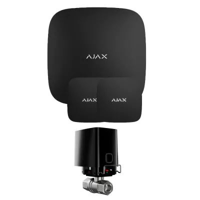 Комплект захисту від протікання Ajax з 1 краном WaterStop 3/4" Ajax Hub2 + LeaksProtect 2шт Чорний
