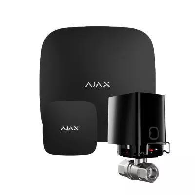 Комплект захисту від протікання Ajax з 1 краном WaterStop 1/2" Ajax Hub2 + LeaksProtect Чорний