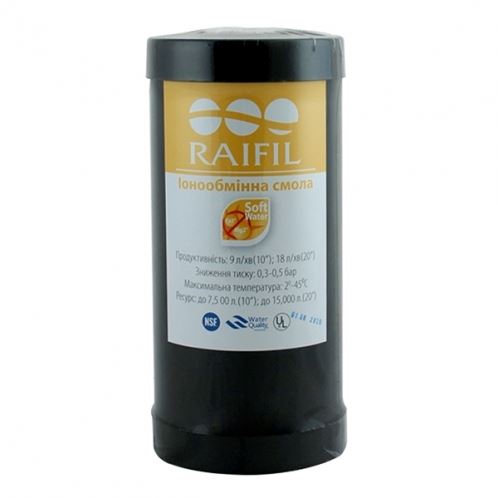 Картридж Raifil UDF-10-BP-RESIN, 10", ионообменная смола, черный корпус