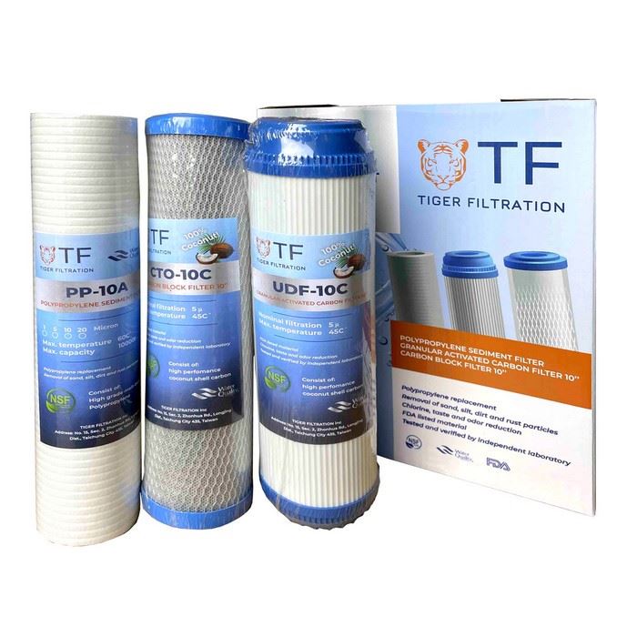 Комплект картриджей Tiger Filtration PREMIUM (PP + кокосовый гранулированный уголь UDF + кокосовый карбон-блок CTO)