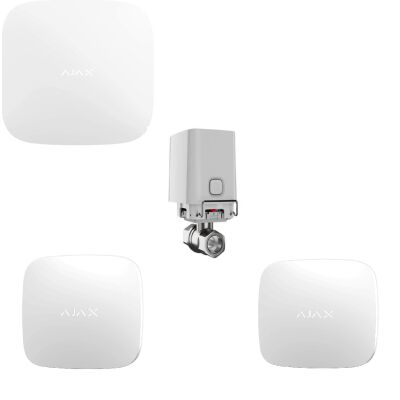 Комплект сигналізації Ajax з 1 краном WaterStop 1" + Ajax Hub 2 + LeaksProtect (2 шт), білий