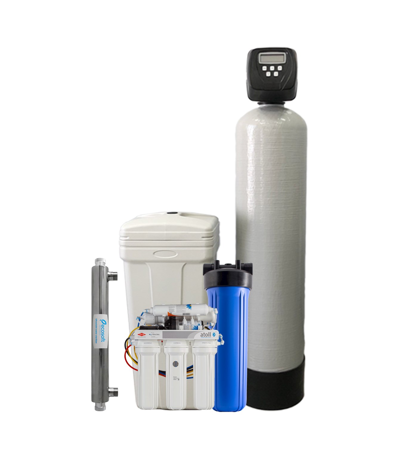 Комплект умягчения воды для дома 1–2 с/у (2–3 человека) Standart+ с УФ обеззараживателем, питьевым осмосом