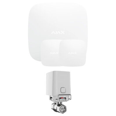 Комплект сигналізації Ajax з 1 краном WaterStop 1" + Ajax Hub 2 + LeaksProtect (2 шт), білий
