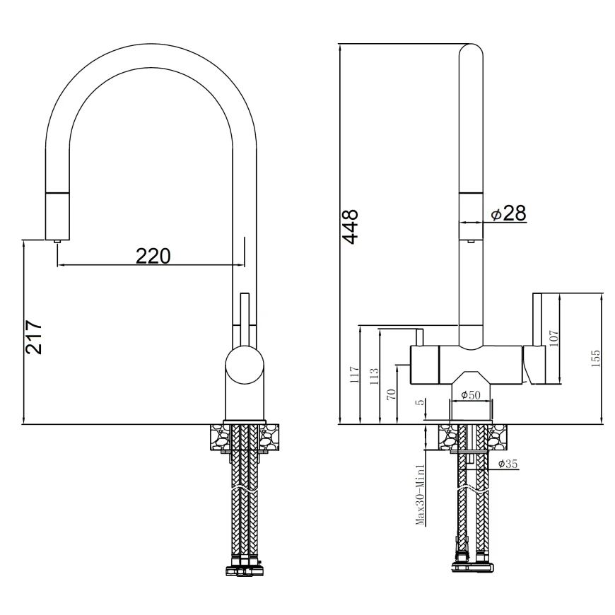 Змішувач кухонний Fabiano FKM 31.18P SS Inox