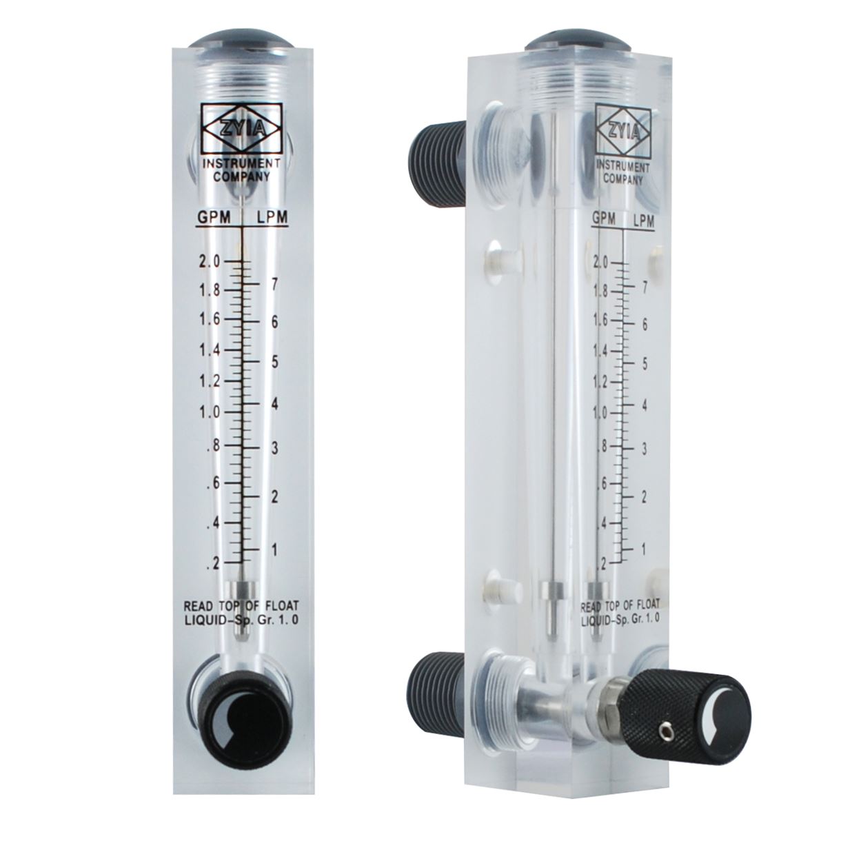 Ротаметр Raifil GPM, 0,2–2 гал/мин / 1–7 л/мин, внутренняя резьба 1/2″, с регулировкой
