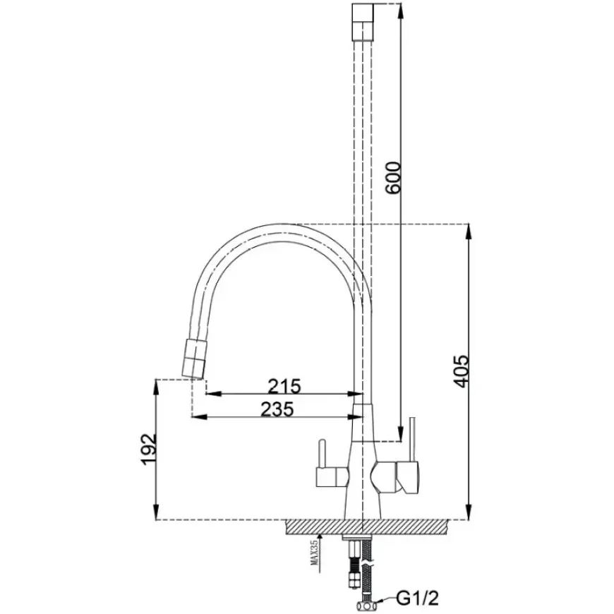 Змішувач кухонний Fabiano FKM 3121 Flex Black Steel